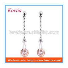 2016 wholesale mystic topaz long earrings for wedding 925 sliver earring